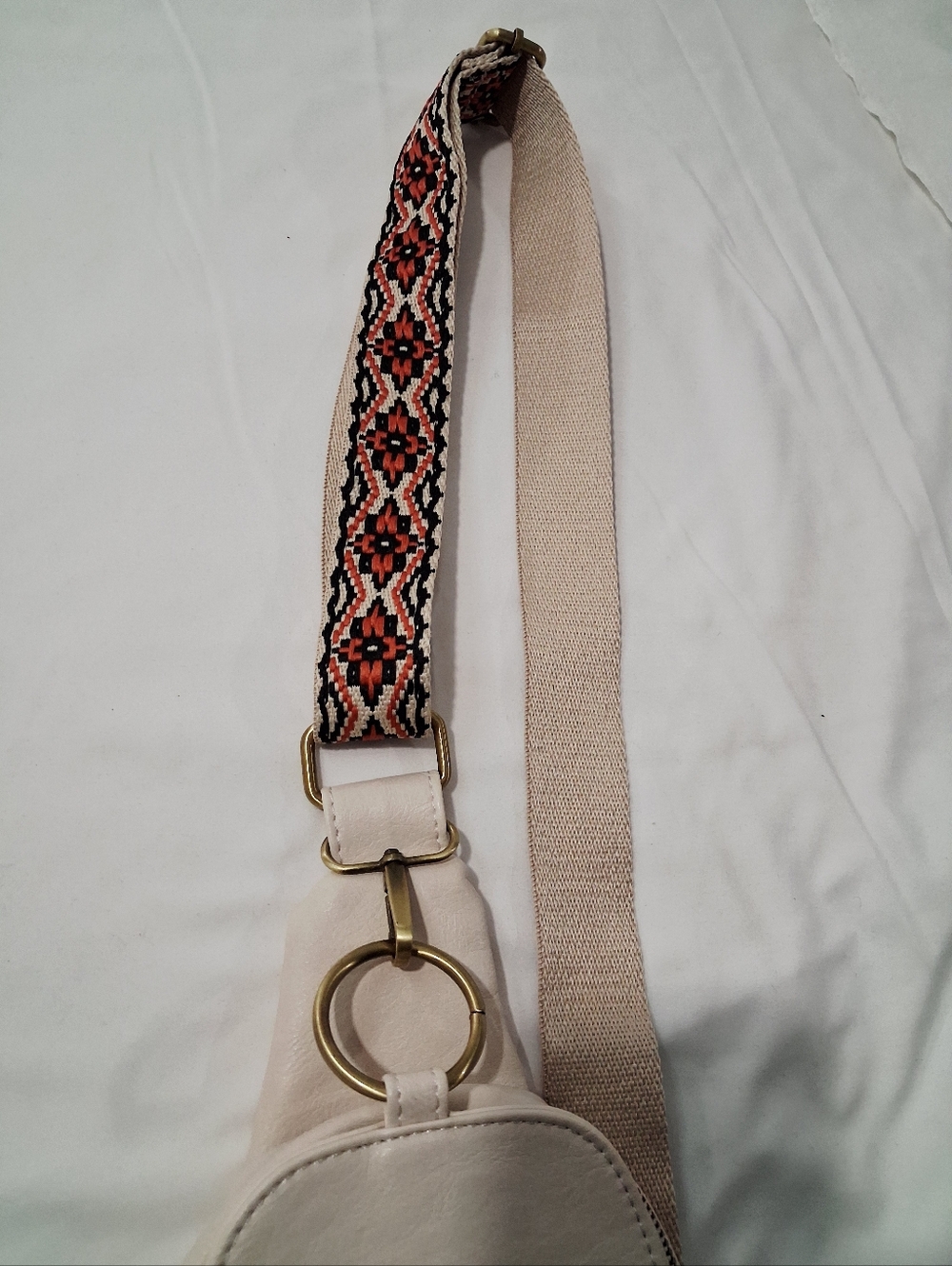 Moda Luxe Cream Crossbody Sling Bag With Patterned Strap Backpack — image 5 of 8